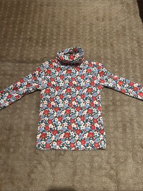 Mini Boden Floral Turtleneck Red, Blue & White